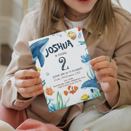 マリンライフ 魚とサンゴの キッズ バースデーパーティー 招待状