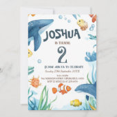 マリンライフ 魚とサンゴの キッズ バースデーパーティー 招待状 (正面)