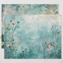 マリン海航海のティール（緑がかった色）ブルースクラップブック紙