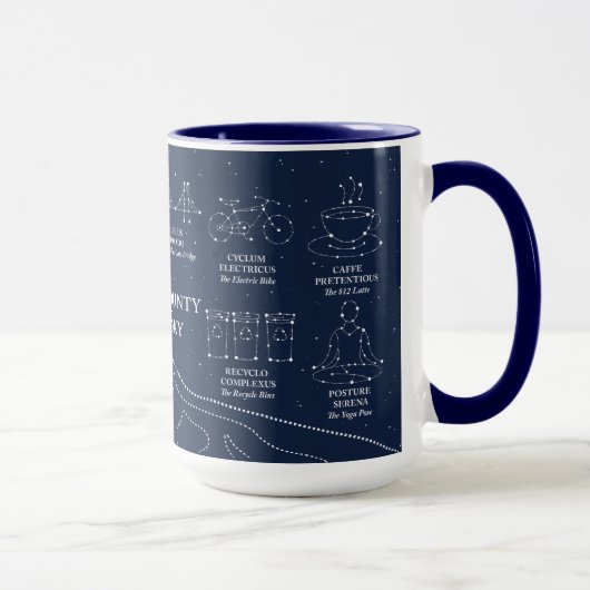 マリン郡の夜空 15 oz マグカップ 青 (右)