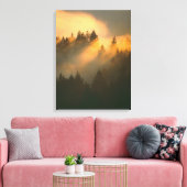 マリン郡の海岸霧の中のセコイノキ キャンバスプリント (インサイチュ (リビング))