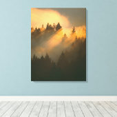 マリン郡の海岸霧の中のセコイノキ キャンバスプリント (インサイチュ (ウッドフロア))