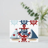 マリン こんにちは 船員 アンカー 船 ボート デザイン ポストカード (スタンド正面)