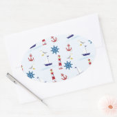 マリン・壁紙・背景紙 楕円形シール (封筒)