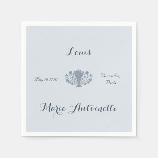 マリーアントイ結婚ネットのロココダスティブルー スタンダードカクテルナプキン (正面)