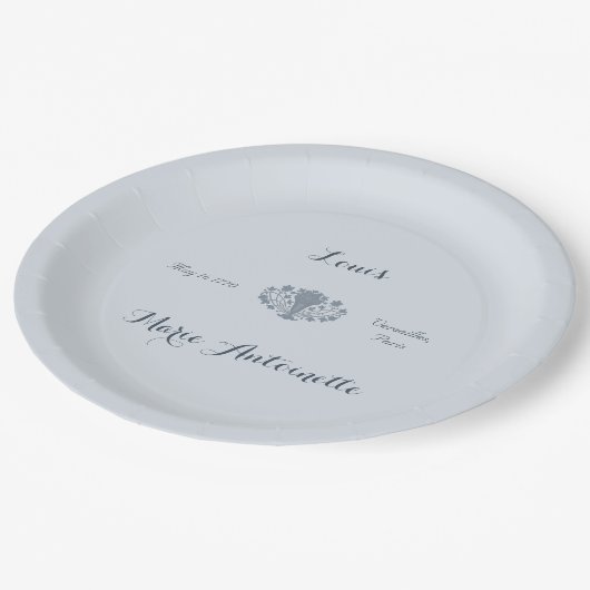 マリーアントイ結婚ネットのロココダスティブルー ペーパープレート (アングル)