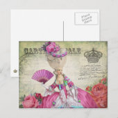 マリーアントワネットのポストカード、王冠ー絵葉書グリーン ポストカード (正面/裏面)