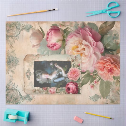 マリーアントワネットフローラフランスのエフェメラデクページ 薄葉紙 (クラフト)