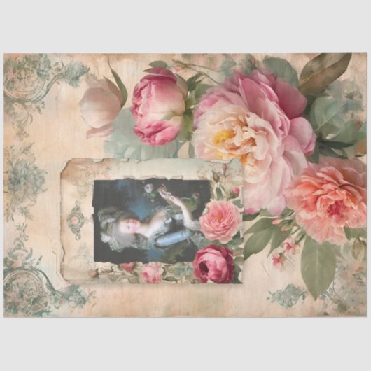 マリーアントワネットフローラフランスのエフェメラデクページ 薄葉紙 (正面)