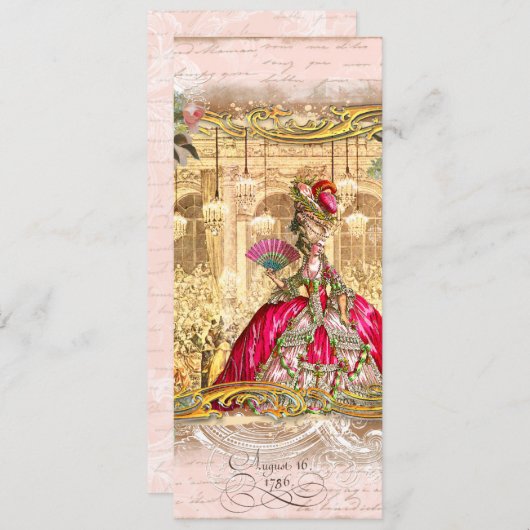 マリーアントワネットベルサイユパーティーピンク招待状 招待状 (正面/裏面)