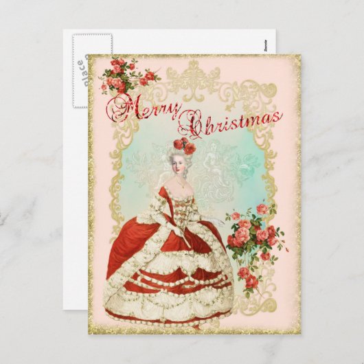 マリーアントワネットポートレートポストカードクリスマスバラ シーズンポストカード (正面/裏面)