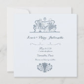 マリーアントワネットロココブルー結婚式招待状 (正面)