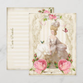 マリーアントワネット白いドレス&ピンクローゼポストカード ポストカード (正面/裏面)