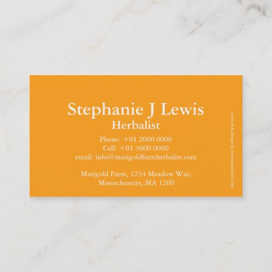 マリーゴールドのハーバーリスト薬用ビジネスカード 名刺 (裏面)