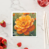 マリーゴールドの花 | オレンジの水彩花の絵 スタンダードカクテルナプキン (インサイチュ)