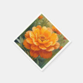 マリーゴールドの花 | オレンジの水彩花の絵 スタンダードカクテルナプキン (角)