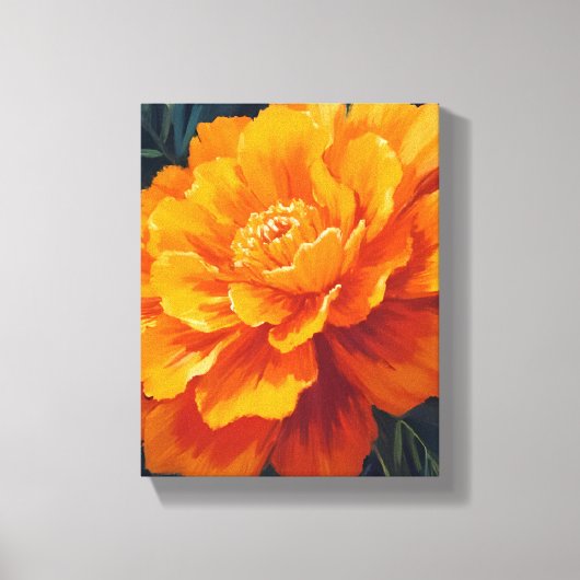 マリーゴールドの花｜水彩花の絵画 キャンバスプリント (正面)