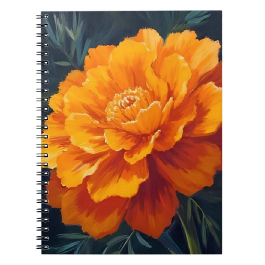 マリーゴールドの花 | 水彩花の絵 ノートブック (正面)
