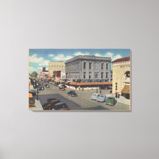 マリーズビルカリフォルニアタウンビューオブD通り キャンバスプリント (正面)