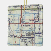 マリーズビルカンザスのヴィンテージの地図 セラミックオーナメント (左)
