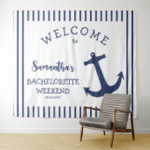 マリーナのアンカーストライプのバチェロレッテパーティーの背景 タペストリー (インサイチュ(横))