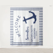 マリーナのアンカーストライプのバチェロレッテパーティーの背景 タペストリー (正面)