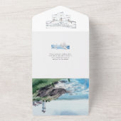 マリーナの灯台での目的地ウェディング オールインワン招待状 (外側)