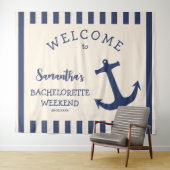 マリーナの錨ストライプ独身最後のパーティー背景 タペストリー (インサイチュ(横))