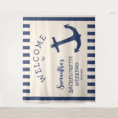 マリーナの錨ストライプ独身最後のパーティー背景 タペストリー (正面)