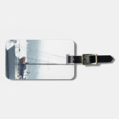 マリーナを航海する港のヨットのボート ラゲッジタグ (正面横)