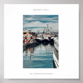 マリーナハーバーボート船がポスターを反射 ポスター