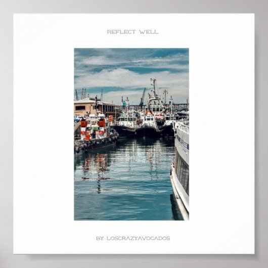 マリーナハーバーボート船がポスターを反射 ポスター (正面)