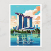マリーナベイサンズアートヴィンテージトラベルイラストレーション ポストカード (正面)