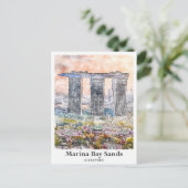 マリーナベイサンズシンガポールトラベルウォーターカラー ポストカード (スタンド正面)
