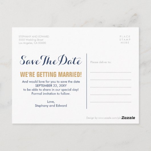 マリーナボーツブルー航海のセーブザデートポストカード ポストカード (裏面)