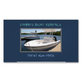マリーナボートに白いボートレンタル マグネット名刺 (正面)