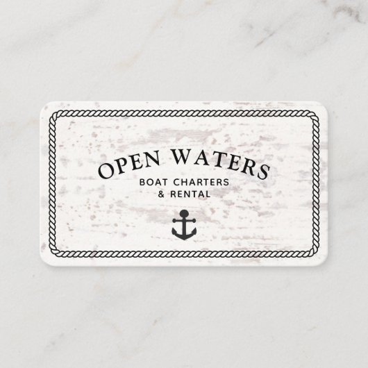 マリーナ素朴ロープいかりボートホワイトウッド 名刺 (正面)