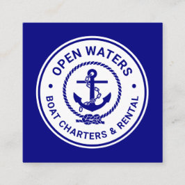 マリーナ航海のボート憲章ロゴ・ビジネス・カード スクエア名刺