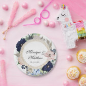 マリーナ航海の開花ネイビー赤面ピンク結婚ズ ペーパープレート (パーティー)