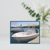 マリーナ鍵西フロリダの白いボート ポストカード (スタンド正面)