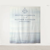 マリーナ アンカー モノグラム 水彩 海 結婚式 タペストリー (正面)