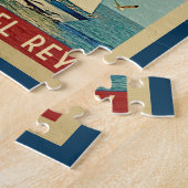 マリーナ・デル・レイのヨットのヴィンテージ旅行カリフォルニア ジグソーパズル (側面)