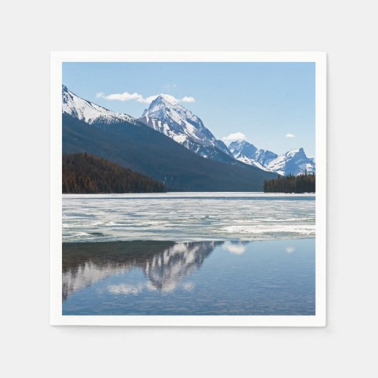 マリーニュ湖のロッキー山脈の反射 スタンダードカクテルナプキン (正面)