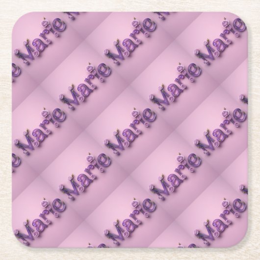 マリーパープルピンクコースターセット スクエアペーパーコースター (正面)
