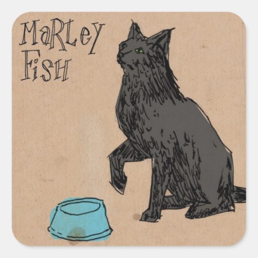 マリーフィッシュの夕食の時間 スクエアシール (正面)