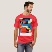 マリープライマリーバウハウス抽象デザイン Tシャツ (正面フル)