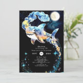 マリーンおもしろいブルーシャーク誕生日 招待状 (スタンド正面)