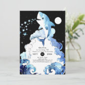 マリーンお洒落おもしろいシャーク誕生日 招待状 (スタンド正面)