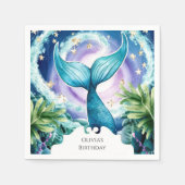 マリーンお洒落マーメイド誕生日 スタンダードカクテルナプキン (正面)