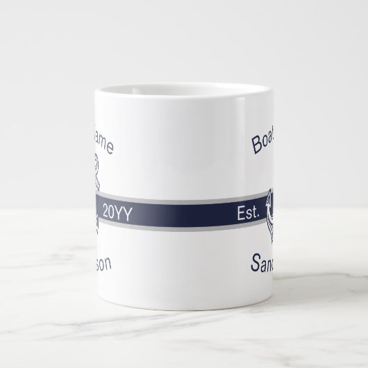 マリーンカスタム航海のいかりネイビーブルー ジャンボコーヒーマグカップ (正面)